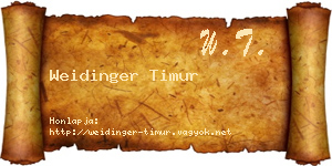 Weidinger Timur névjegykártya